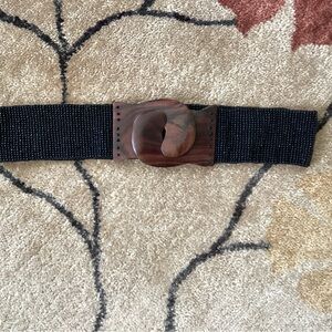 Stretchy black beaded belt